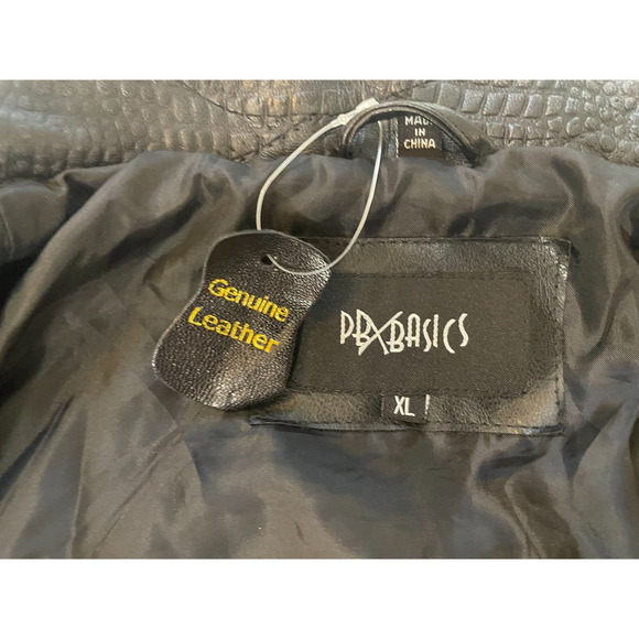 mens PB BASICS BLACK leather crocodile embossed jacket -Xl - Picture 8 of 11